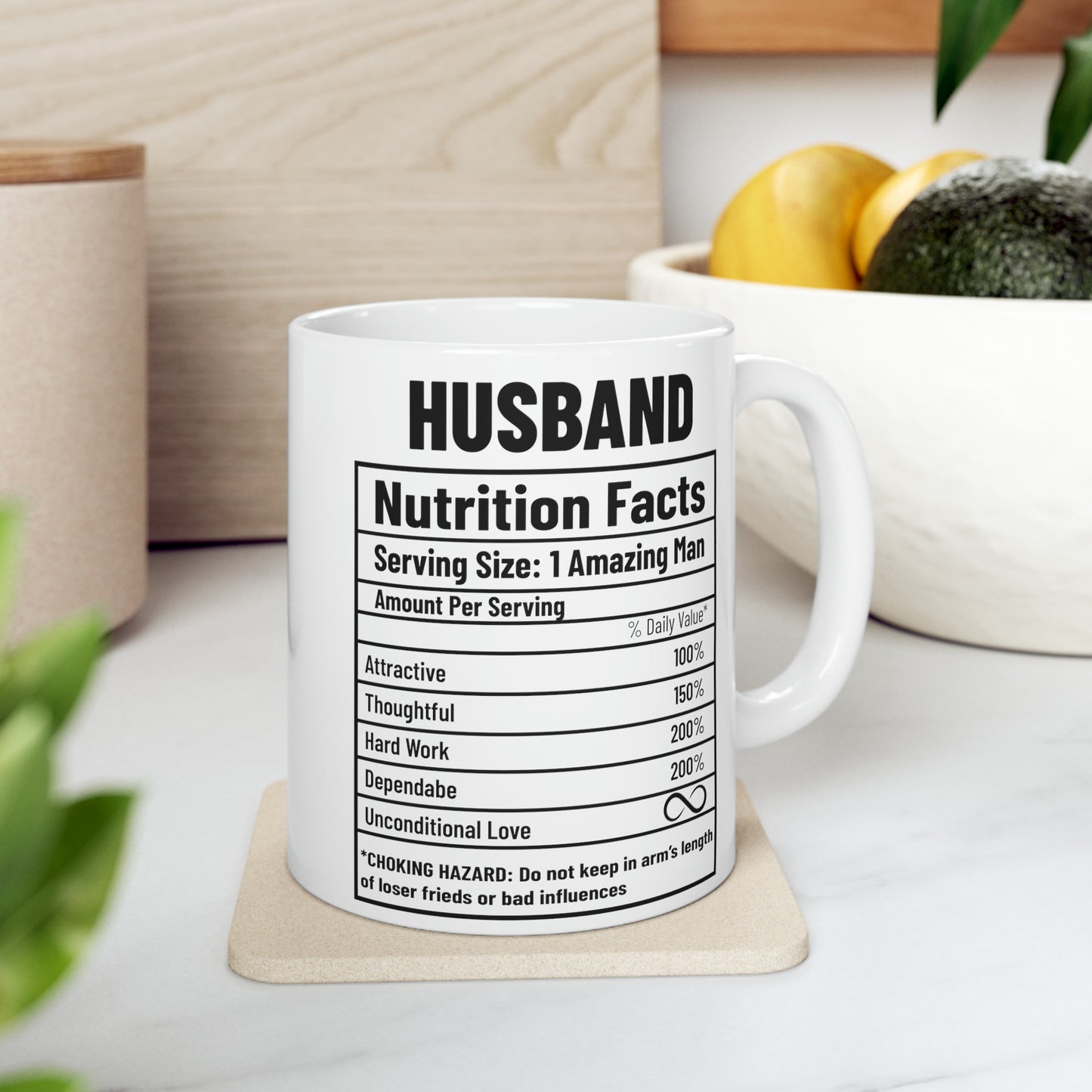 Husband Nutrition Facts Ceramic Mug, 11oz