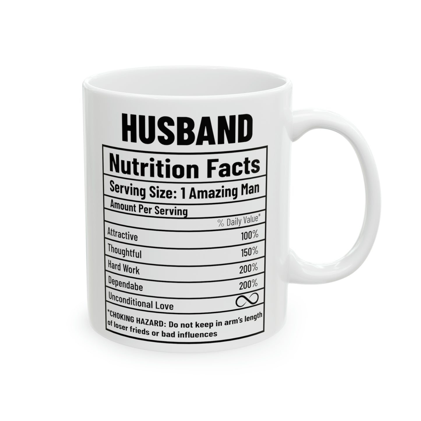 Husband Nutrition Facts Ceramic Mug, 11oz