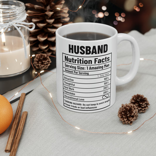 Husband Nutrition Facts Ceramic Mug, 11oz
