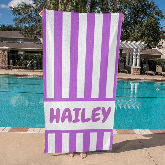 Striped Personalized Beach Towel | Bath Towel | Custom Name