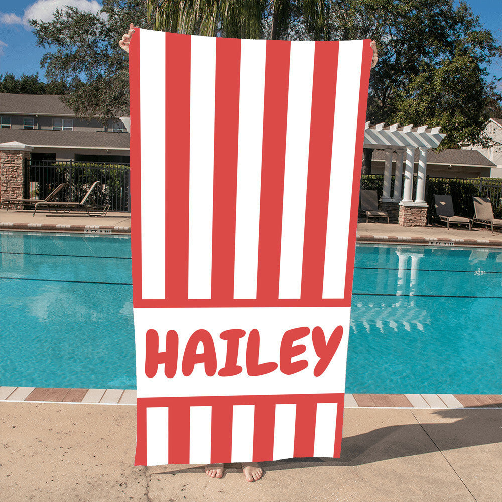 Striped Personalized Beach Towel | Bath Towel | Custom Name