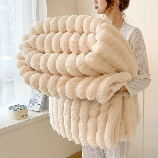 Light luxury Solid Color Multifunctional Rabbit Velvet Blanket