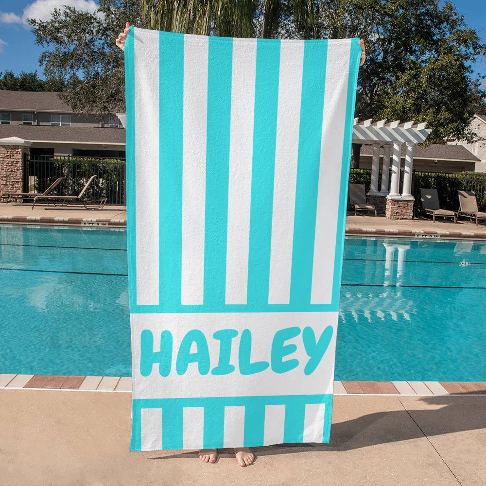 Striped Personalized Beach Towel | Bath Towel | Custom Name