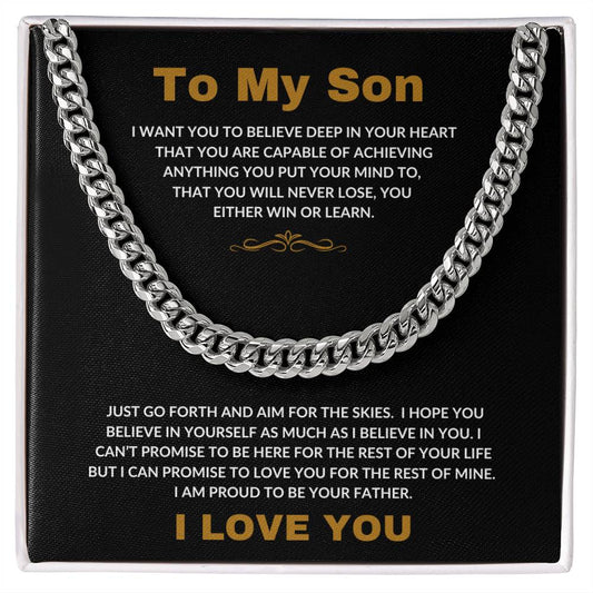 To My Son | I Love You -- Cuban Link Chain