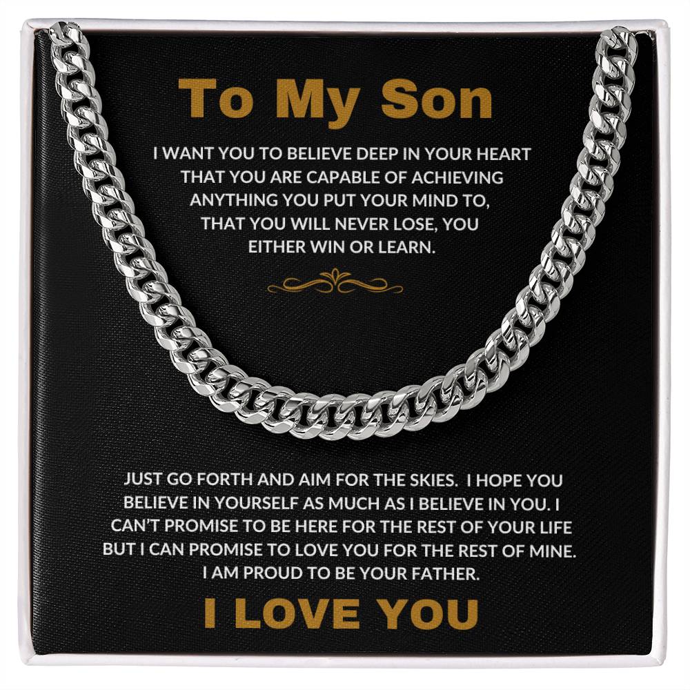 To My Son | I Love You -- Cuban Link Chain