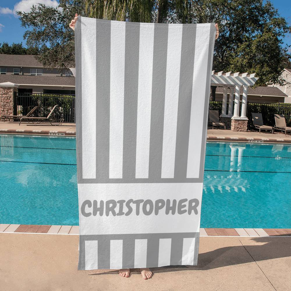 Striped Personalized Beach Towel | Bath Towel | Custom Name