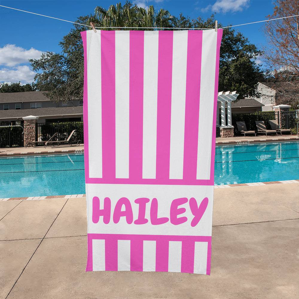 Striped Personalized Beach Towel | Bath Towel | Custom Name